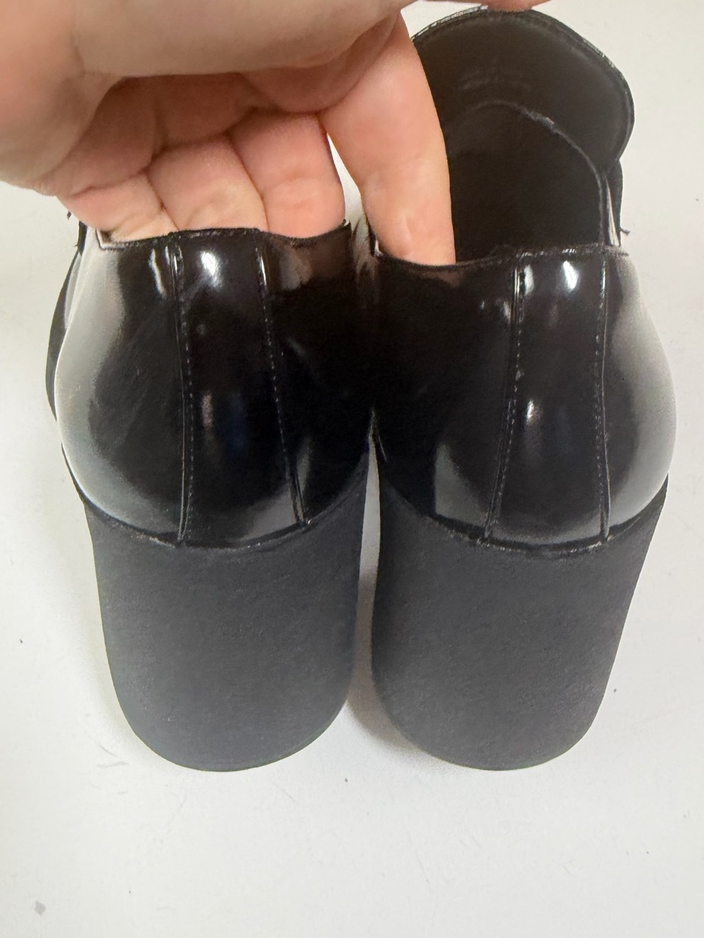 Jeffrey Campbell Black Patent Leather Plain Jane Platform Loafers Heels Size 8 - Picture 9 of 15